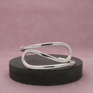 taxco mexico sterling silver vintage open loops cuff bracelet size 6.75in